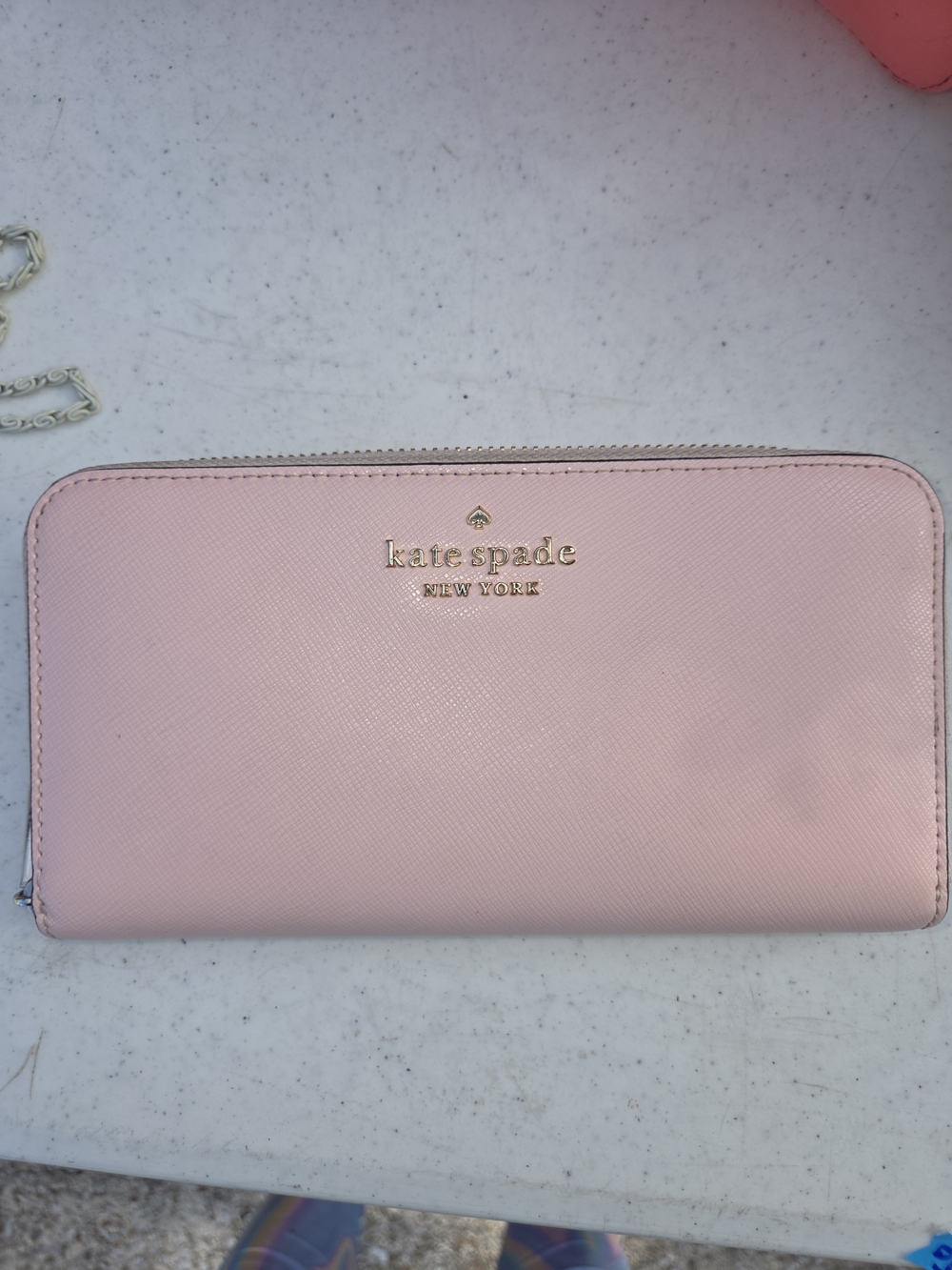 kate spade Blush Pink Gold-Logo Zip Continental Wallet